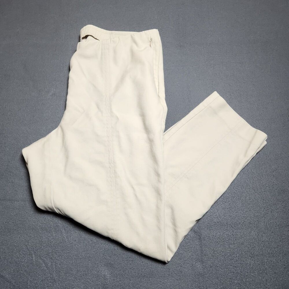 J. Jill Essential Pants Women 16 Tan Mid Rise Cotton Stretch Elastic Waist
